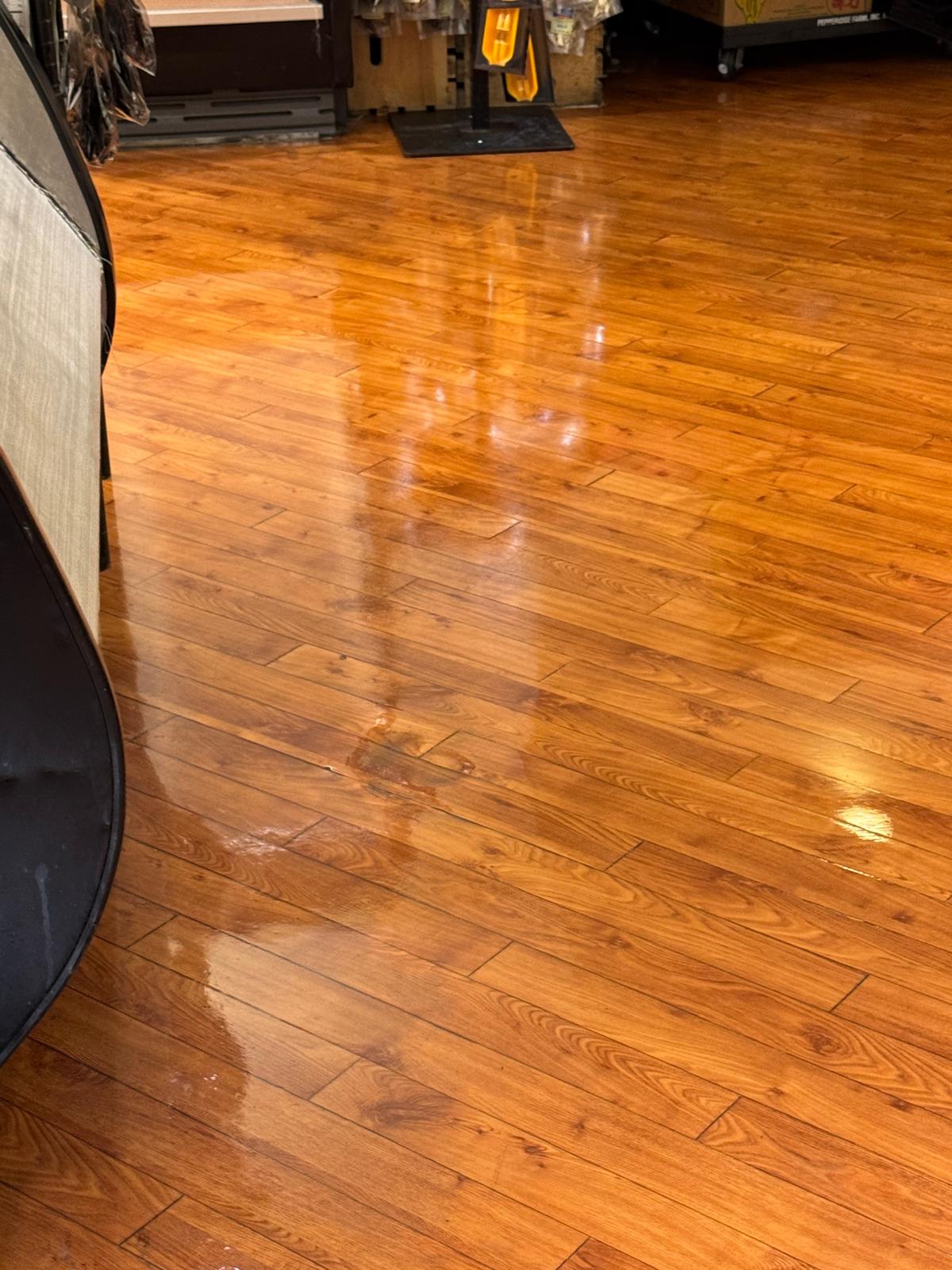 Store floor after professional waxing