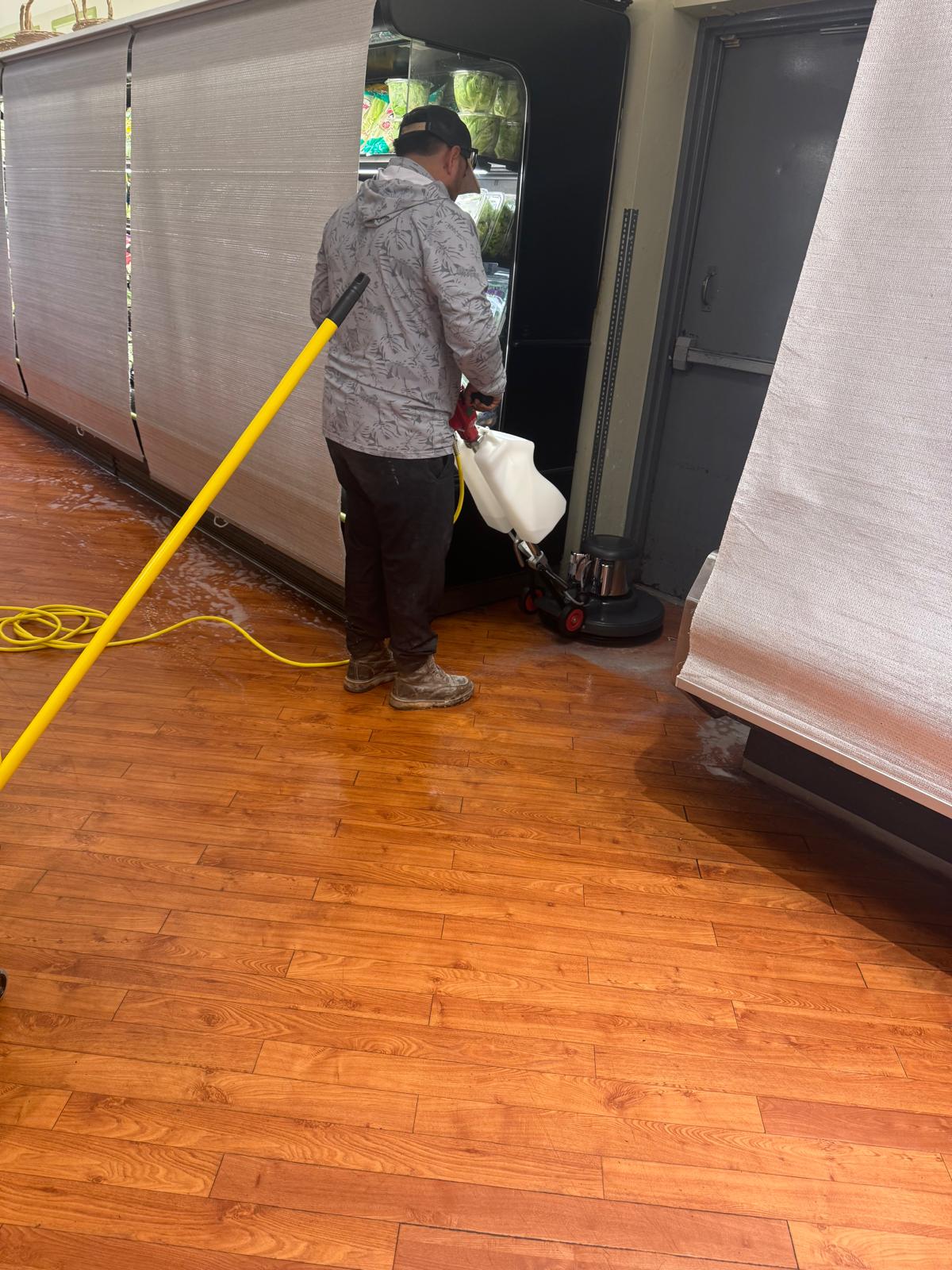 Stripping old finish from commercial wood floor